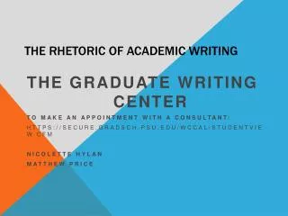 The Rhetoric of Academic Writing