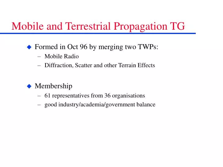 mobile and terrestrial propagation tg