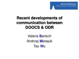 Recent developments of communication between DOOCS &amp; ODR