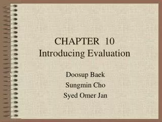 CHAPTER 10 Introducing Evaluation