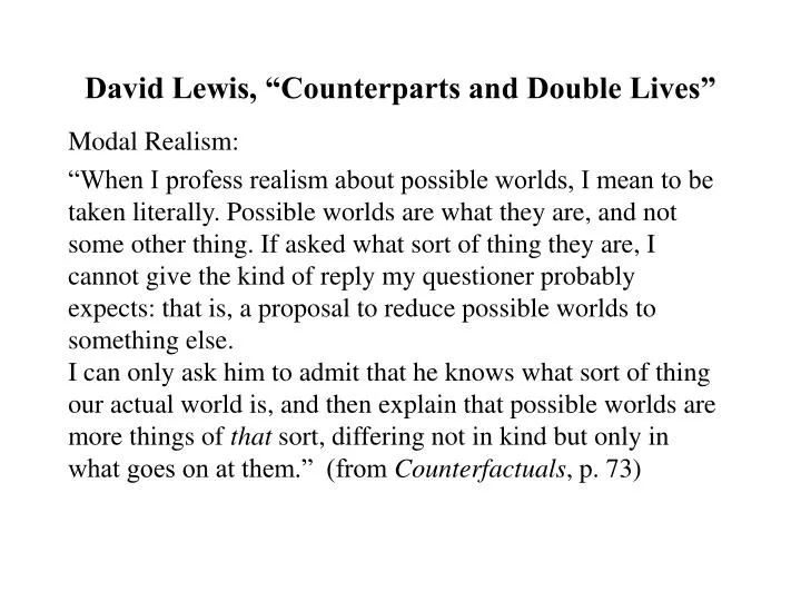 david lewis counterparts and double lives