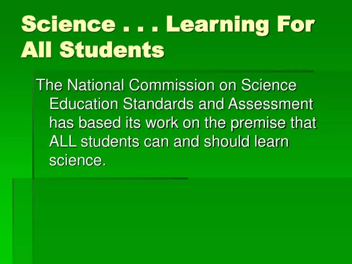 science learning for all students