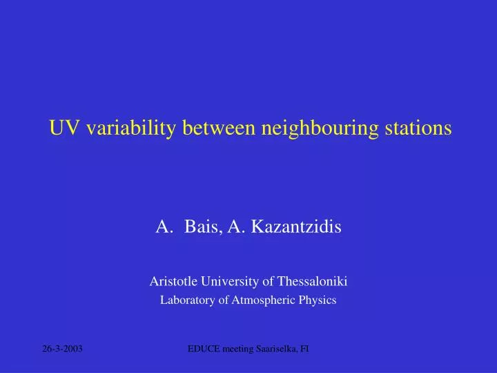 uv variability between neighbouring stations
