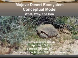 Mojave Desert Ecosystem Conceptual Model What, Why, and How