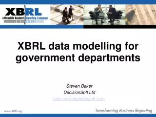 XBRL data modelling for government departments