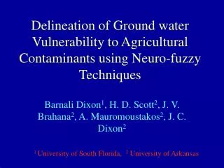 Delineation of Ground water Vulnerability to Agricultural Contaminants using Neuro-fuzzy Techniques