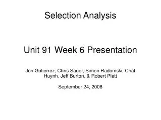 Unit 91 Week 6 Presentation