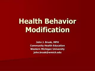 Health Behavior Modification