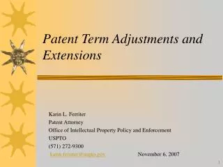 Patent Term Adjustments and Extensions