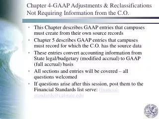 Chapter 4-GAAP Adjustments &amp; Reclassifications Not Requiring Information from the C.O.