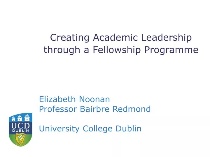 creating academic leadership through a fellowship programme
