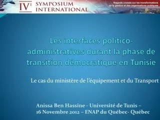 Les interfaces politico-administratives durant la phase de transition démocratique en Tunisie