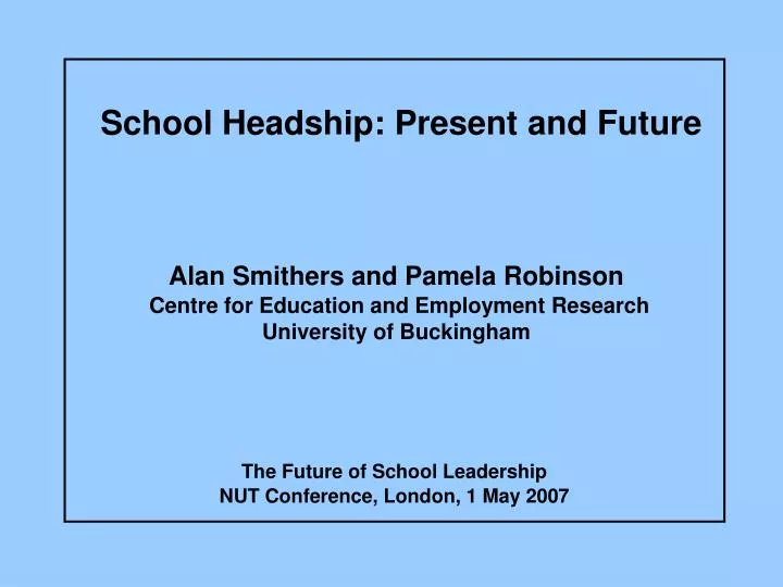 school headship present and future