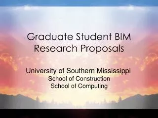 Graduate Student BIM Research Proposals