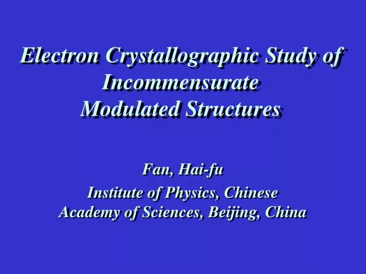 electron crystallographic study of incommensurate modulated structures