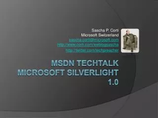 M sdn TechTalk Microsoft Silverlight 1.0