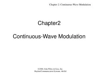 Chapter2 Continuous-Wave Modulation