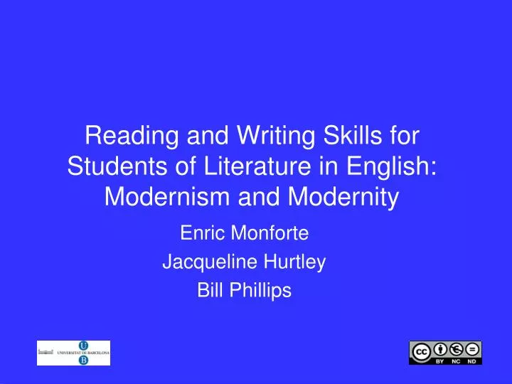 reading and writing skills for students of literature in english modernism and modernity