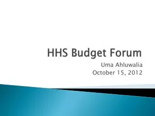 HHS Budget Forum