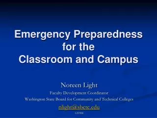 Emergency Preparedness for the Classroom and Campus