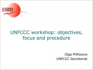 UNFCCC workshop: objectives, focus and procedure