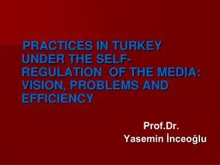 PRACTICES IN TURKEY UNDER THE SELF-REGULATION OF THE MEDIA: VISION, PROBLEMS AND EFFICIENCY