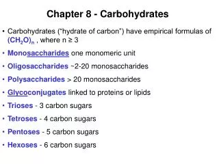 Chapter 8 - Carbohydrates