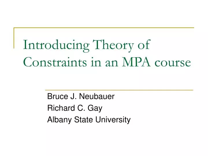 introducing theory of constraints in an mpa course