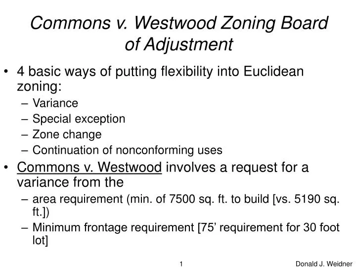 commons v westwood zoning board of adjustment