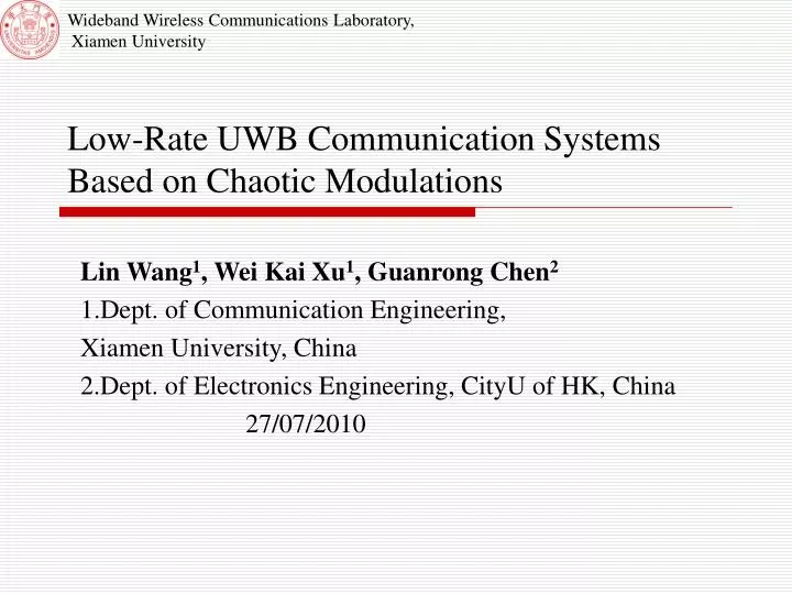 low rate uwb communication systems based on chaotic modulations