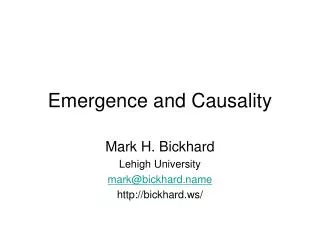 Emergence and Causality