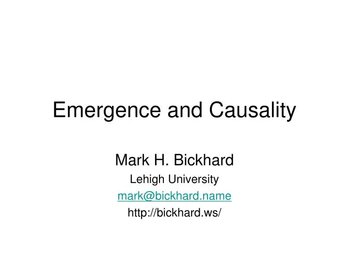 emergence and causality