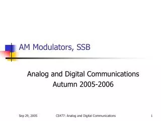 AM Modulators, SSB
