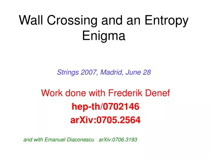 wall crossing and an entropy enigma