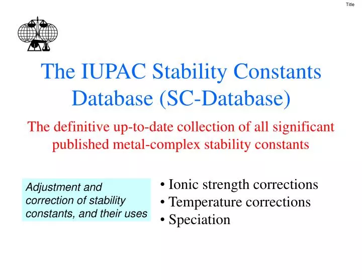 the iupac stability constants database sc database