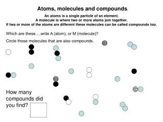 Atoms, molecules and compounds .