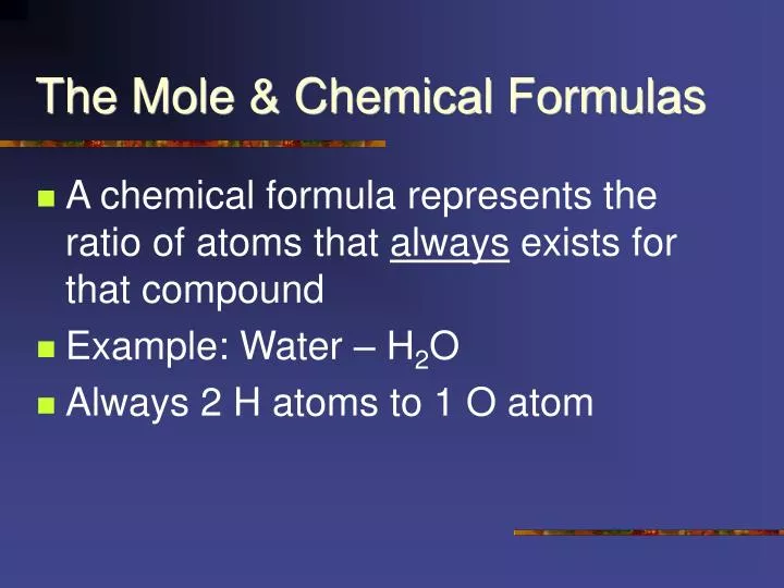 the mole chemical formulas