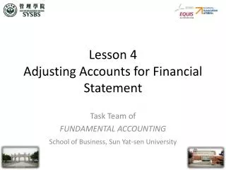 Lesson 4 Adjusting Accounts for Financial Statement
