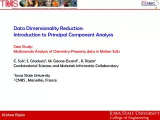 Data Dimensionality Reduction: Introduction to Principal Component Analysis Case Study: Multivariate Analysis of Chemis