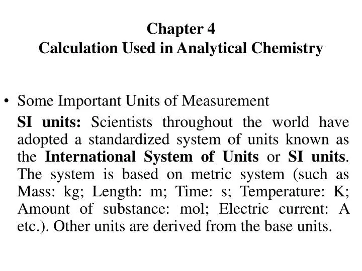 chapter 4 calculation used in analytical chemistry