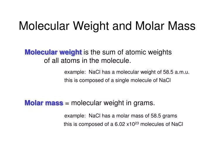 molecular weight and molar mass