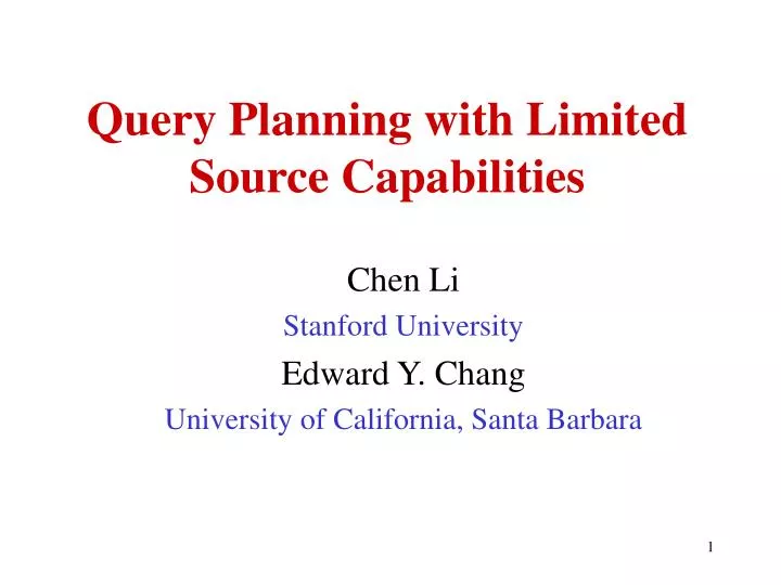 query planning with limited source capabilities