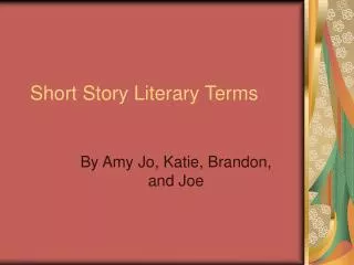 Short Story Literary Terms