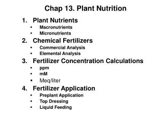 Chap 13. Plant Nutrition