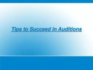 Elvis Kovacic: Tips to Succeed in Auditions