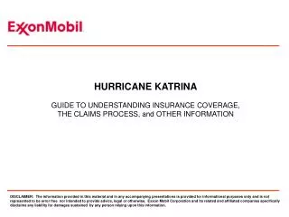 HURRICANE KATRINA GUIDE TO UNDERSTANDING INSURANCE COVERAGE, THE CLAIMS PROCESS, and OTHER INFORMATION