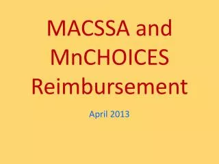 MACSSA and MnCHOICES Reimbursement