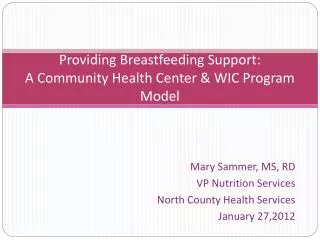Providing Breastfeeding Support: A Community Health Center &amp; WIC Program Model