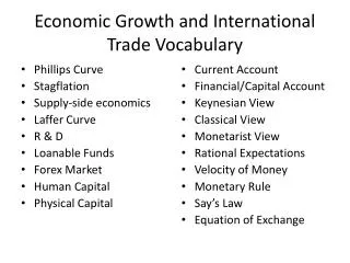 Economic Growth and International Trade Vocabulary