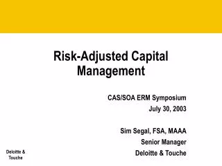 Risk-Adjusted Capital Management